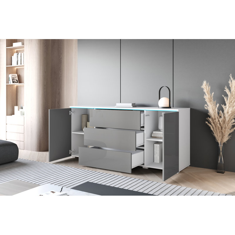 Borislav Laminate Rectangle Accent Chest, White/Grey