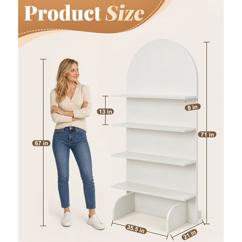Présentoir de mariage cintré à 4 niveaux, 180 cm de hauteur, blanc, idéal pour le champagne, les desserts et les cadeaux d'invités.