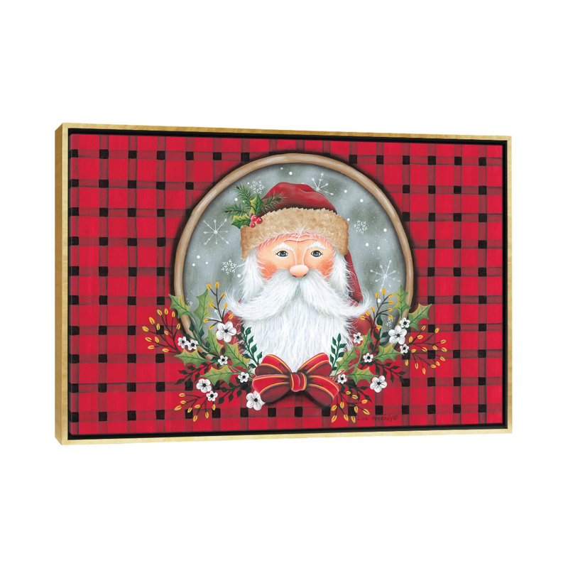 «Primitive Santa Portrait», reproduction d'art sur toile encadrée, H 40 po x l 60 po, Doré