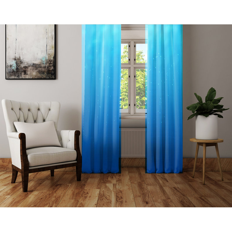 Paire de rideaux semi-transparents dégradé bleu océan, L 20 po x L 61 po