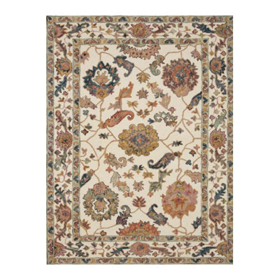 Machine Washable Beige Brown Ethnic Pattern Modern Decorative Woven Base Rug