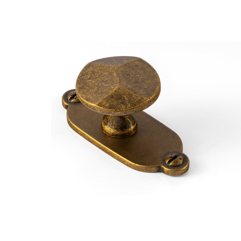 Poignée champignon 1,3 po de diamètre avec plaque arrière - G013, Laiton antique
