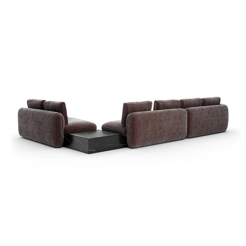 *Overlap L Bumper Sectional Dk Taupe, Brown Polyester Blend