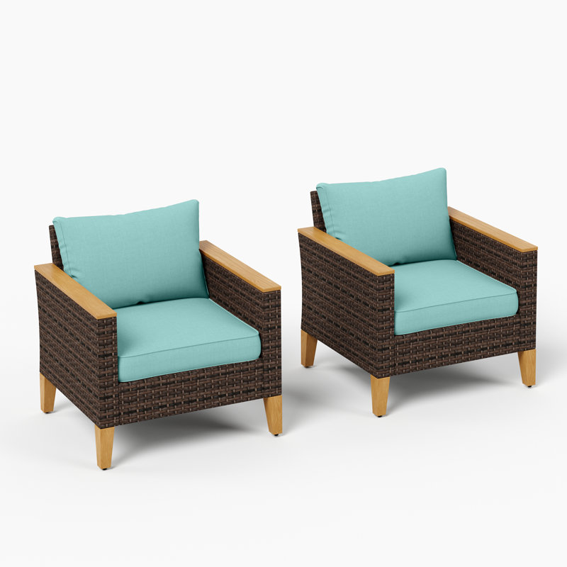 Chaise d'extérieur en osier avec coussins Salem, Beige