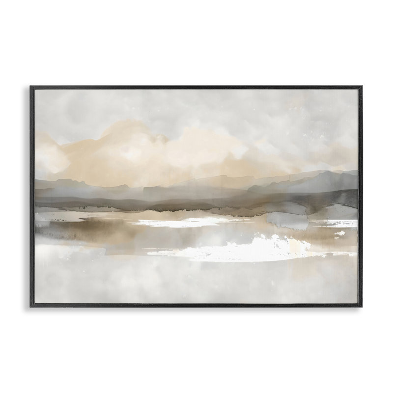 «Subtle Watercolor Mountains», estampe numérique, design by Creative Studio, H 12 po x l 18 po, Giclée encadrée noir minuit