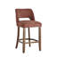 Tabourets de bar modernes à hauteur de comptoir revêtus de chenille avec pieds en bois massif et dossier découpé, ensemble de 6-131635230-131635231