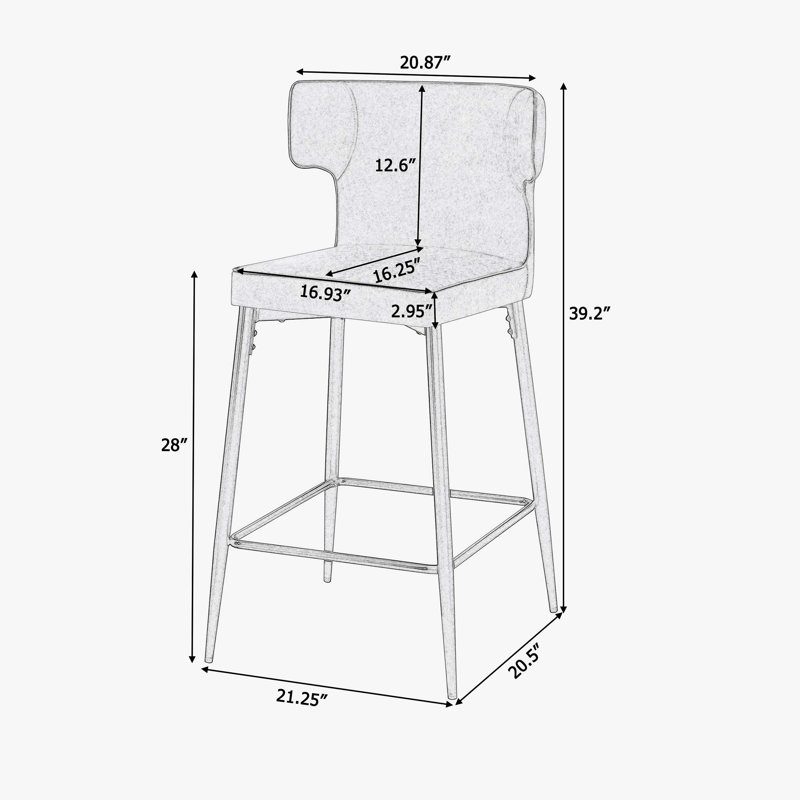 Counter Height Upholstered Bar Stools with Wing back and Metal Footrest