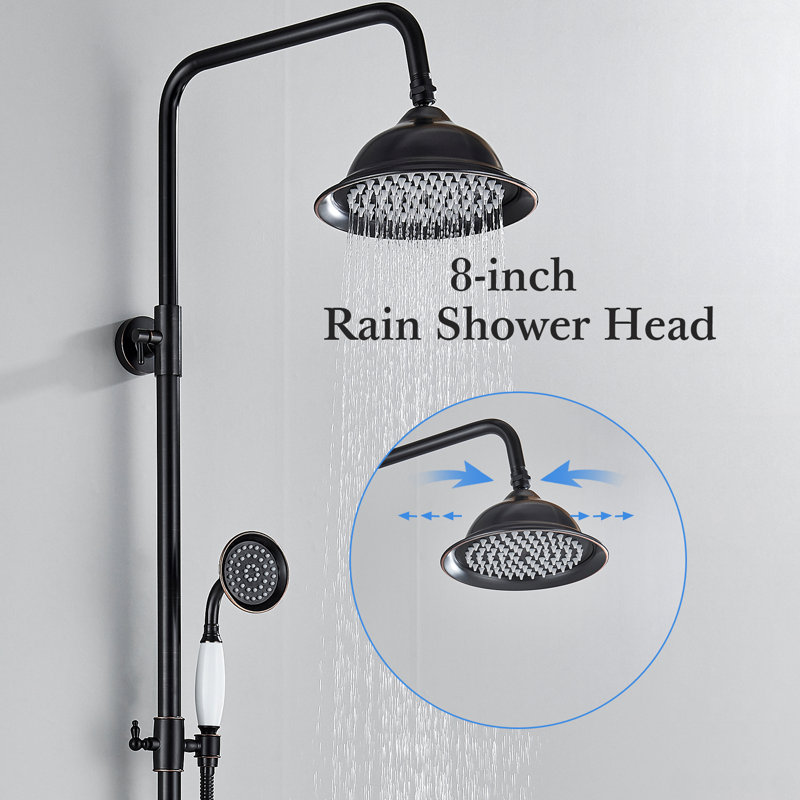 Wall Mounted Shower Faucet System Rainfall Shower Head With Tub Spout, Bronze