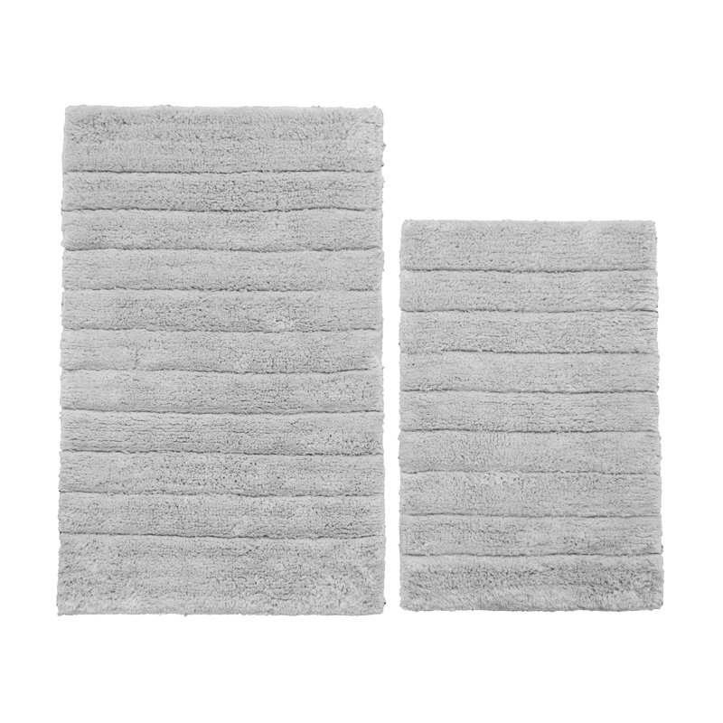 Shiwanda Ribbed Two Piece Bath Mat Set, Dove Grey