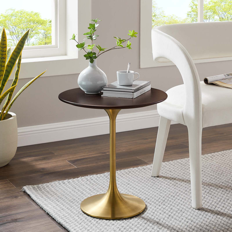 Table d'appoint ronde Modway Lippa, Brun, Doré