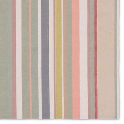 Godina Blue Red Hand-Woven Striped Rug