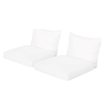  Ensemble de 2 coussins de fauteuil club, coussins de dossier et de siège, tissu hydrofuge, blanc