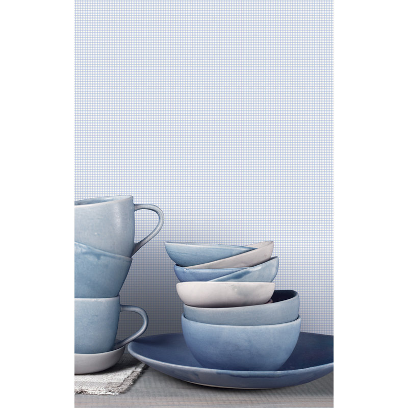 Miniatures 2 Gingham Check Design 33' L x 21" W Wallpaper Roll, Blue/White