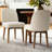 Beige Linen Dining Chairs with Solid Wood Legs-54827839