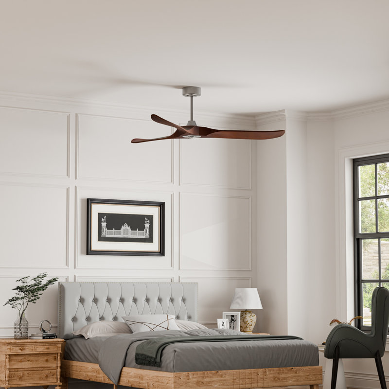 60" 3-Blade Standard Ceiling Fan with Remote Control, Dark Wood