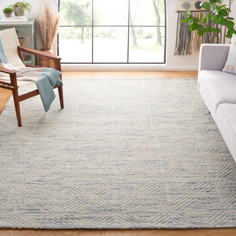 Marbella Hand Loomed Wool And Cotton With Latex Geometric Rug, Rectangle 8' x 10'