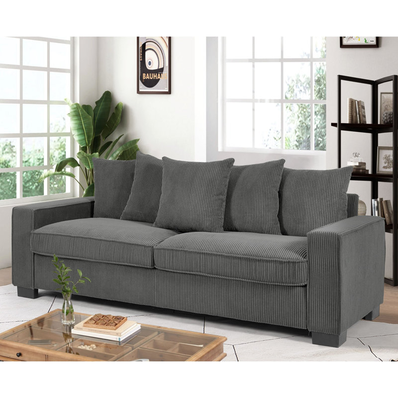 Widney 88'' Corduroy Sofa, Gray