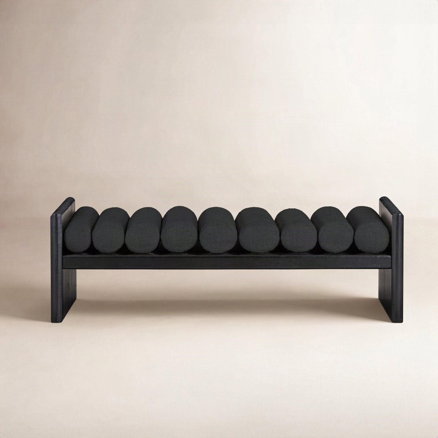 Waverly Bedroom Bench, Black Boucle Fabric / Black Finish, 18" H x 52" W x 19" D