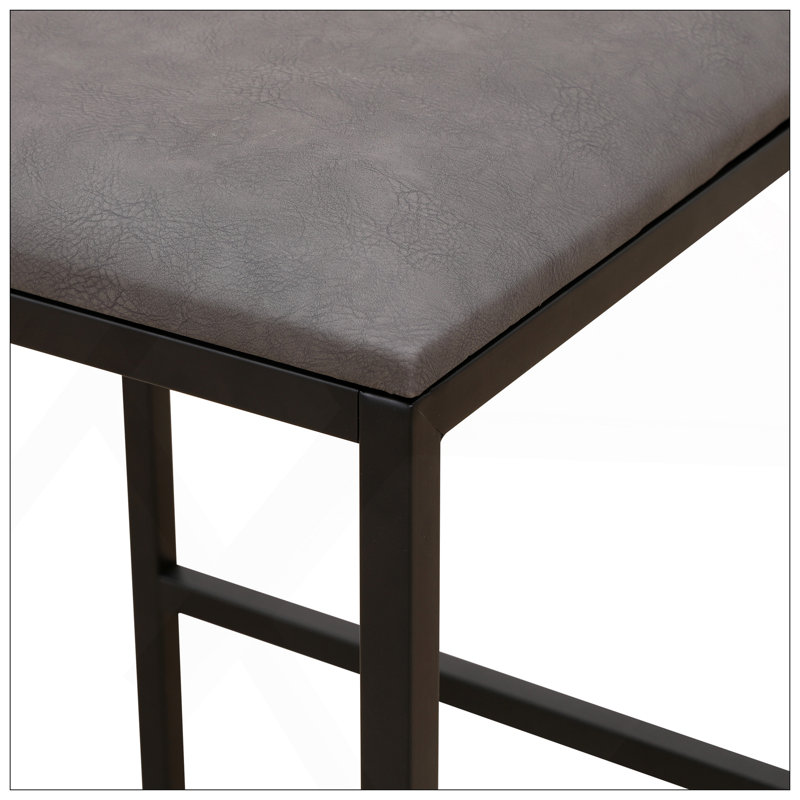 Ensemble de 2 tabourets de bar à hauteur de comptoir avec dossier et pieds en métal modernes sans accoudoirs et chaises rembourrées en polyuréthane gris