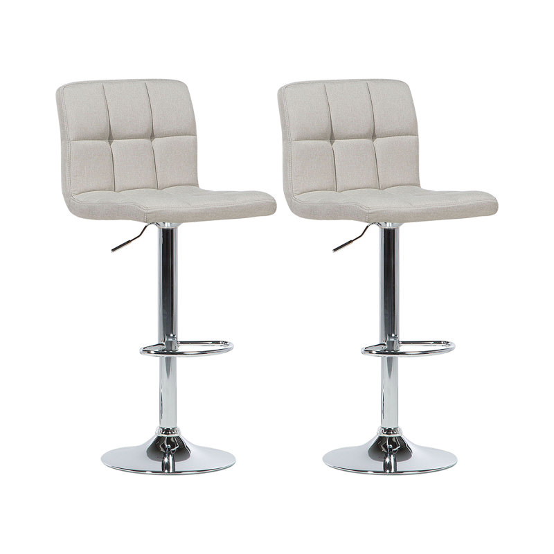 Seamus Swivel Upholstered Adjustable Height Counter Stool with Metal Frame, Beige