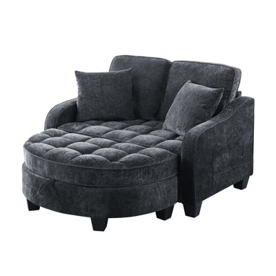 Accent Chair With Storage Semicircular Ottoman