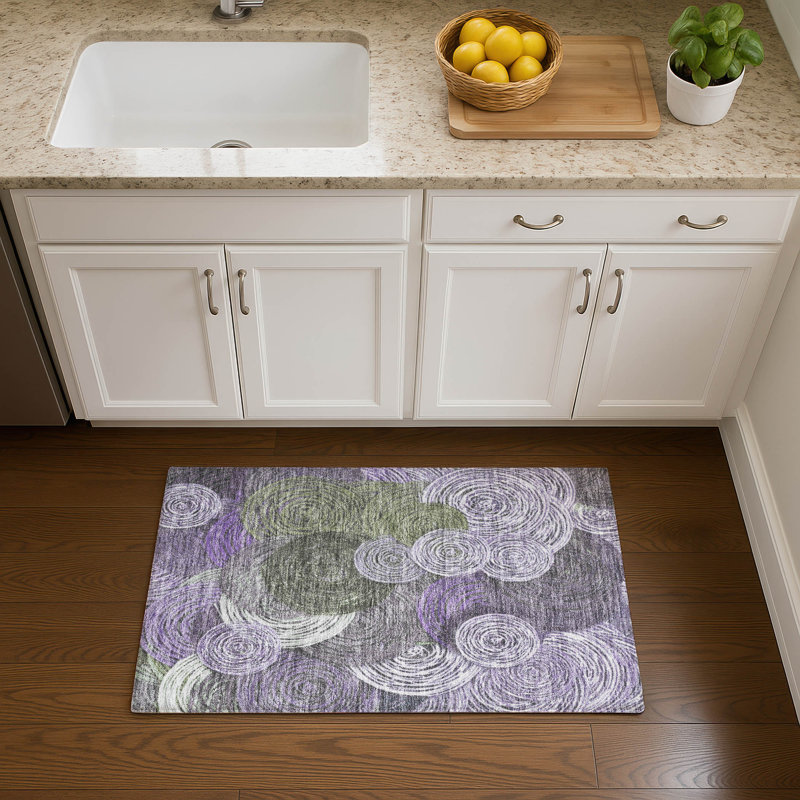 Premium Machine Washable Mayfield AMF2267 Geometric Rug, 1'8" x 2'6", Purple