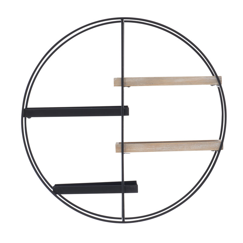 Khala 4 Piece Circle Solid Wood Accent Shelf, Black