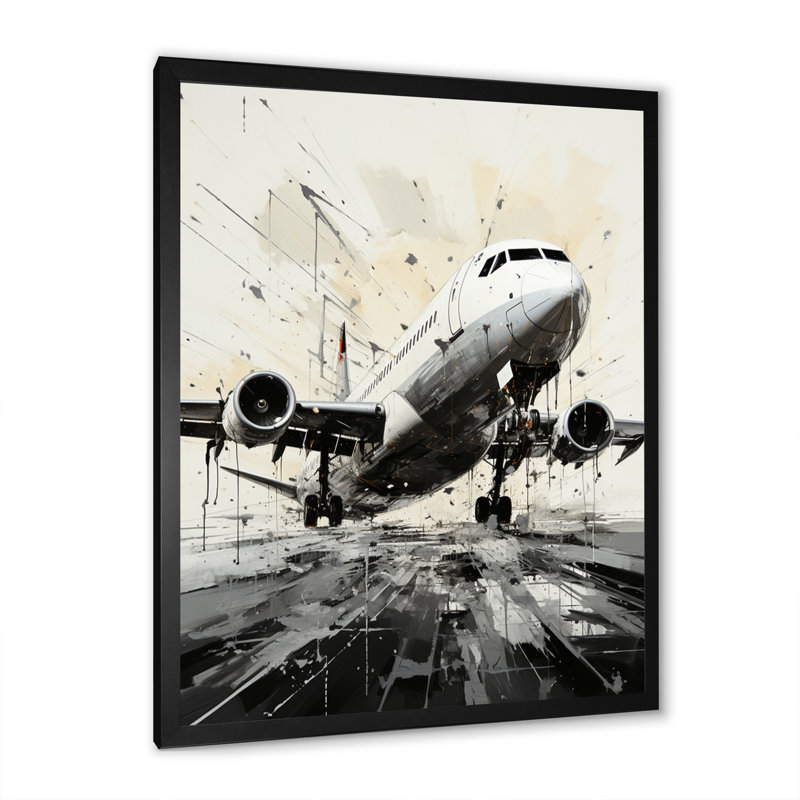 " Abstracted Plane Flight Path ", Black Picture Framed, 20" H x 12" W x 1" D