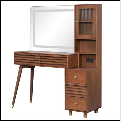 Bureau de maquillage avec miroir lumineux et 5 tiroirs