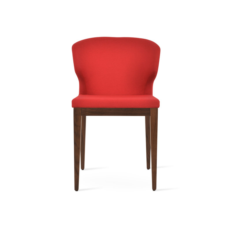 Amed Wood Side Chair, Beech Walnut, Fabric Era Red