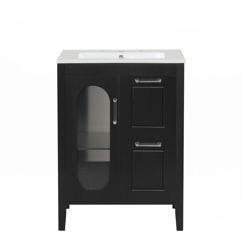 Meuble-lavabo 24 po avec lavabo, Noir, noir, noir, noir