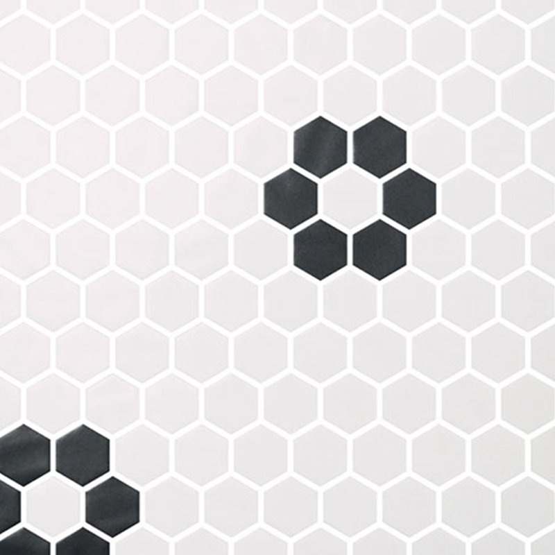 Spectrum Classic Recycled Glass Hexagon, White with Black Flower
