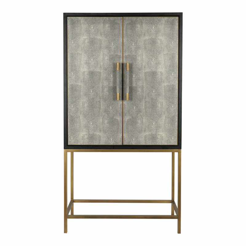 Armoire, art déco, motif chagrin, pieds en laiton