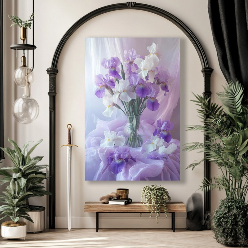 Gentle Purple White Iris Canvas Print - Urban Studio, 40*28inch (100*70*2cm)
