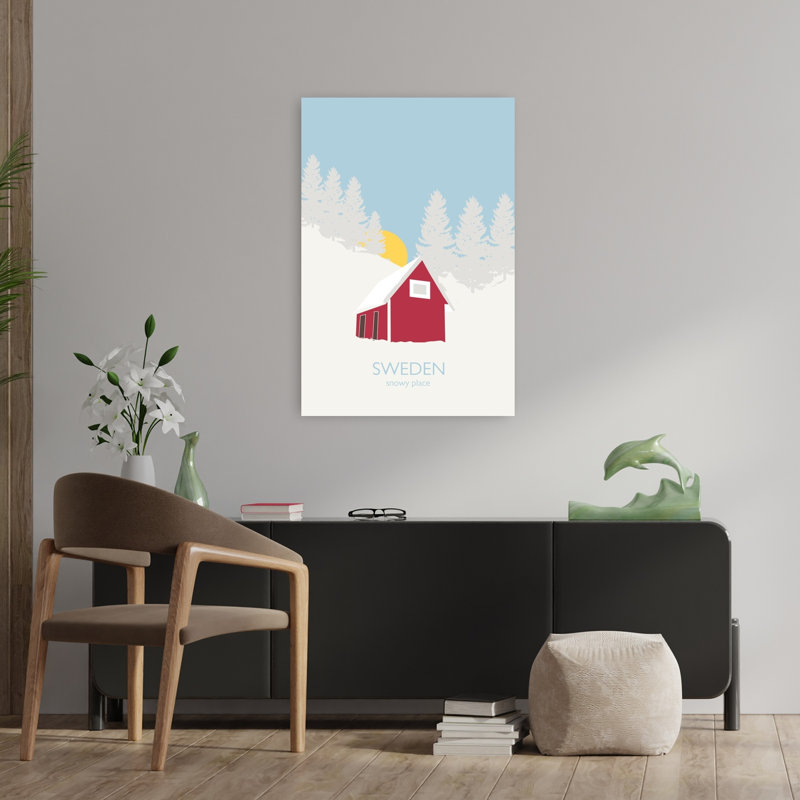 Sweden Abstract Contemporary Christmas Tree Nature Winter Wall Art Print 1 Piece Wrapped Canvas Wall Art