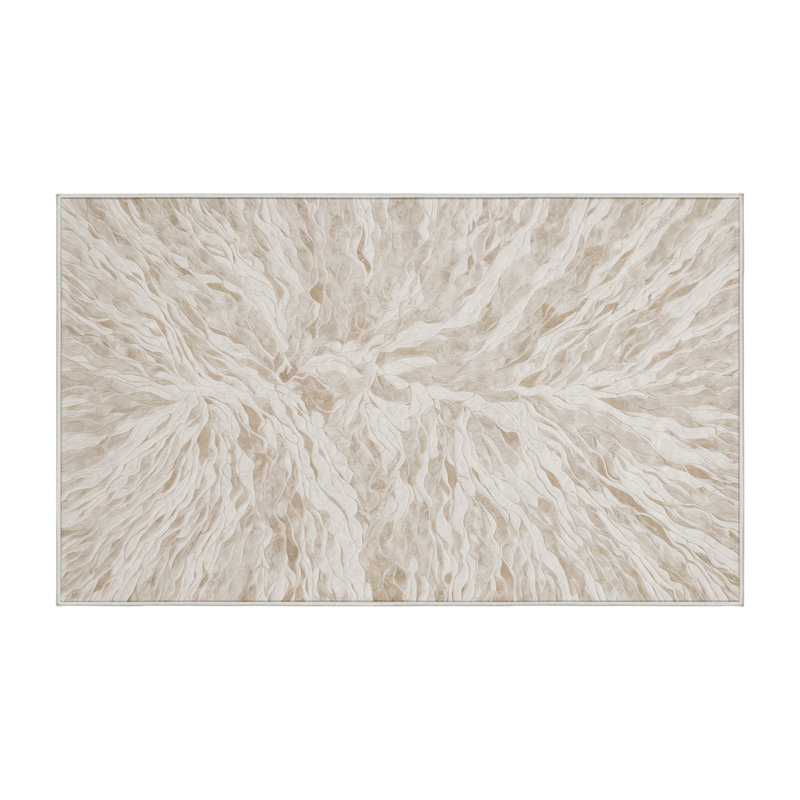 Tapis beige lavable à la machine, Rectangle 2 pi x 3 pi