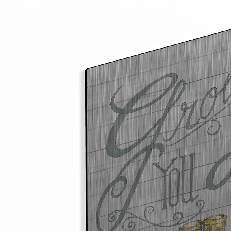 «Grow a Life You Love bottes» par Deb Strain, art mural en métal, H 24 po x l 24 po