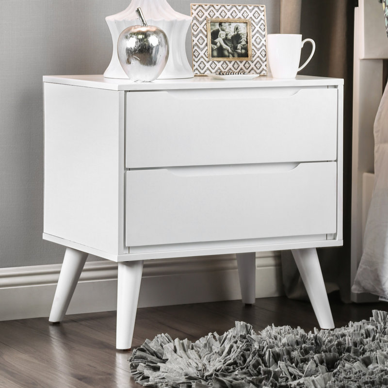 Baruyr 60.03cm W Solid Wood Bedside Table, White