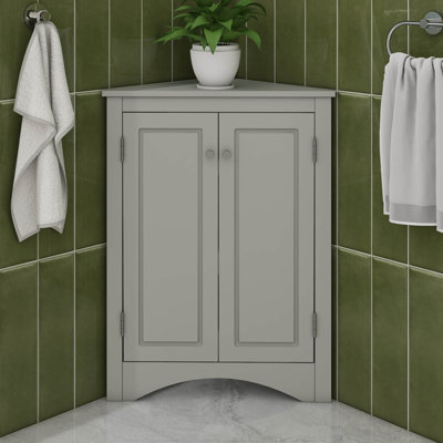 Armoire de coin triangulaire avec tablettes personnalisables et portes chics