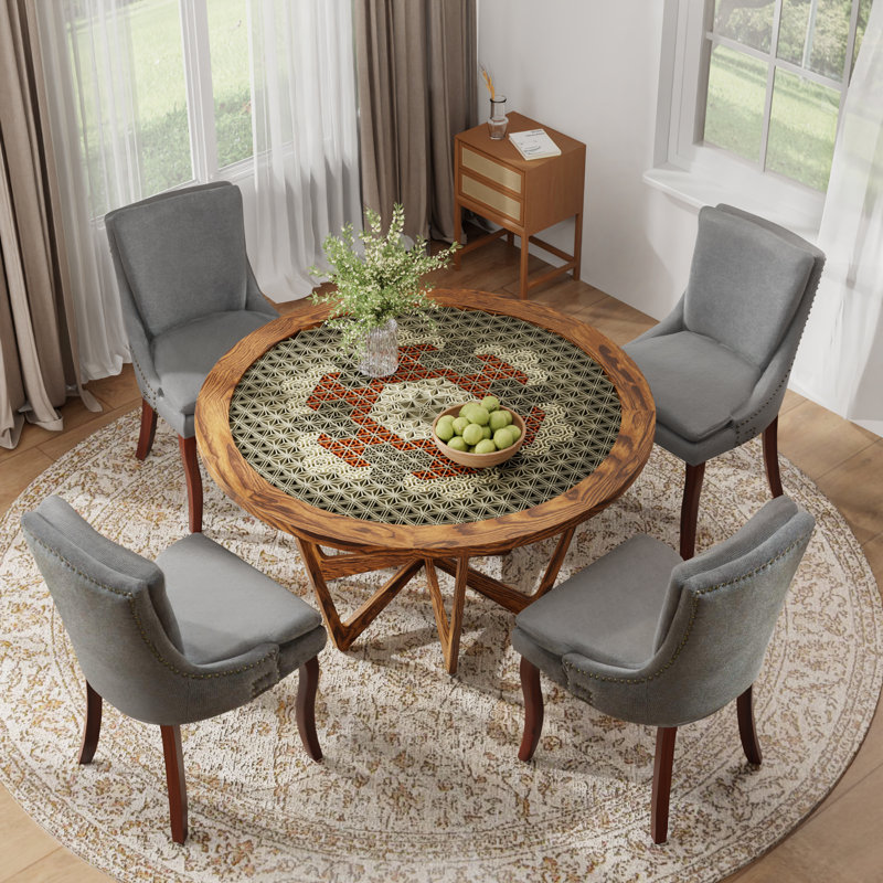 Ensemble de 4 chaises de salle à manger à double couche en chenille, Bleu
