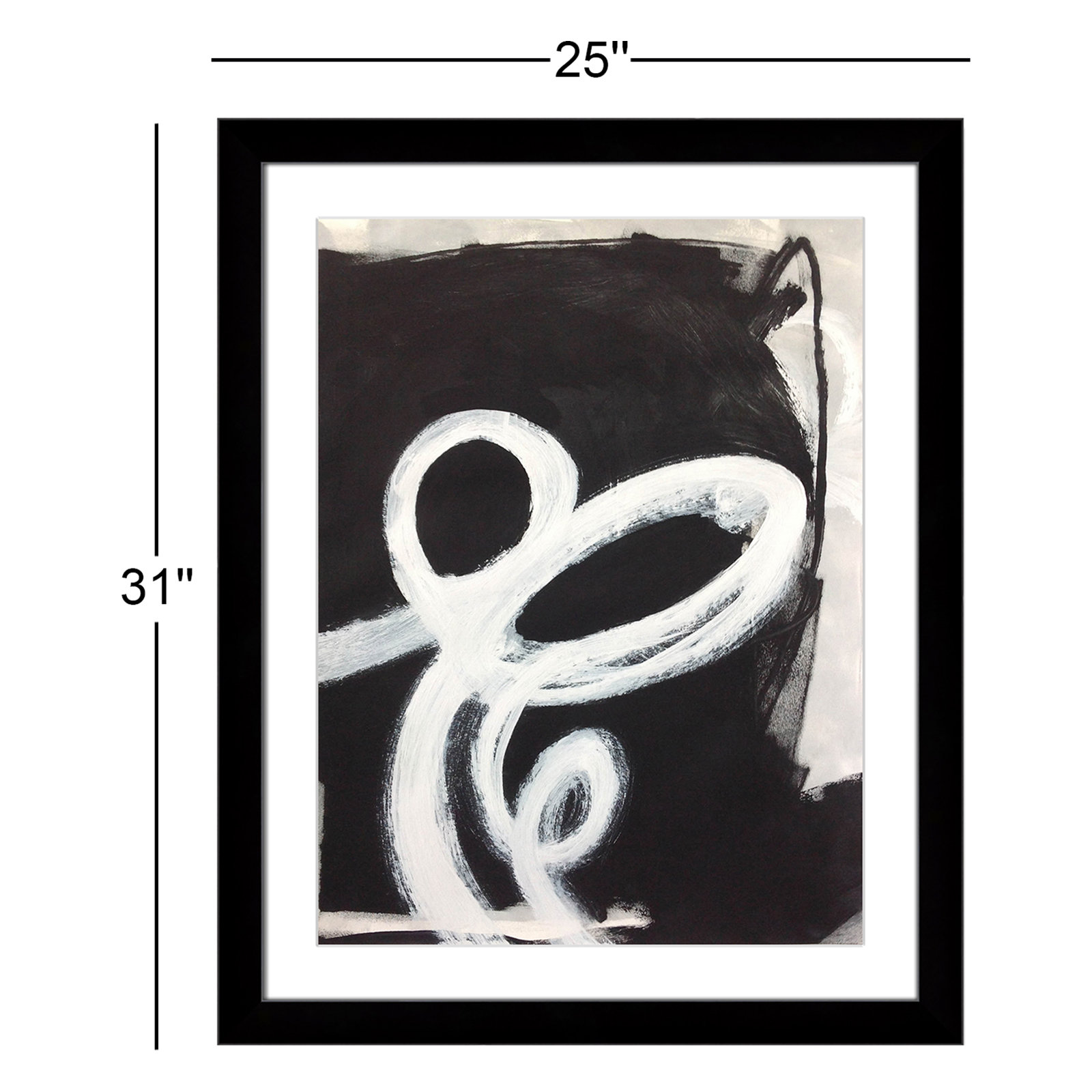 Bronte "Swirly Swirls II" Print, 31" H x 25" W x 1.25" D, Black Cube Frame Matted