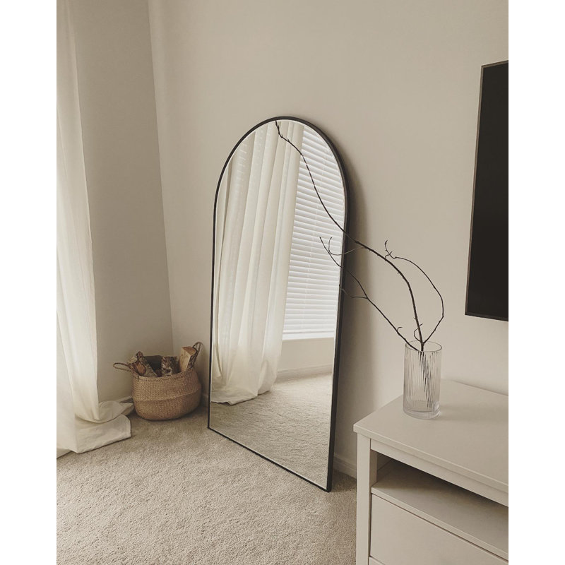 Large Arch Full Length Mirror with 3 Mounting Method, 71" x 32", Black