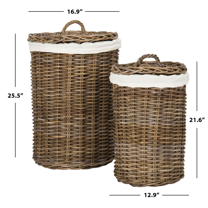 Natural Brown Rattan Laundry Baskets with Removable Lids