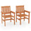 Ensemble de 2 chaises de salle à manger d'extérieur en bois avec dossier incliné