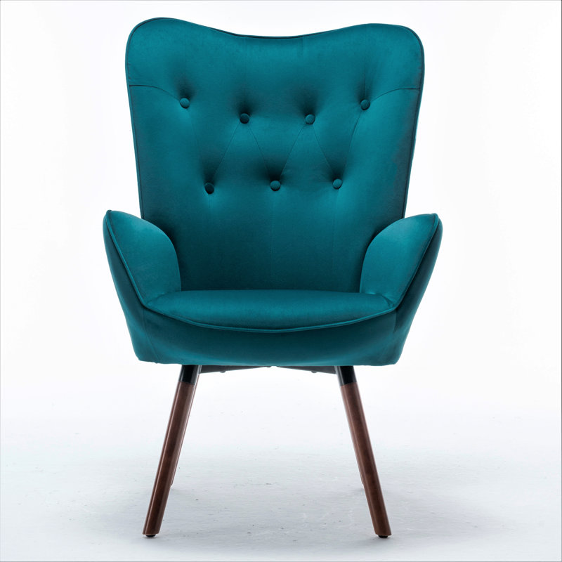 Barrion Upholstered Armchair, Greenish Blue Velvet