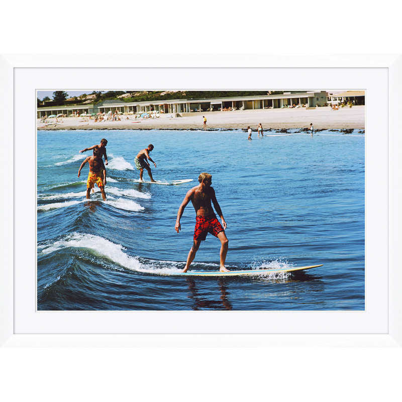 Surfing Brothers Print by Slim Aarons, 43.5" H x 59.5" W x 1.5" D, White Single Picture Framed