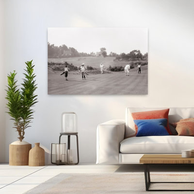 1920S Men Three Golfers And Boys Three Caddies Putting On 16Th Green Merion Pennsylvania Usa Contemporary Wall Art