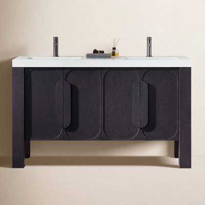 60" Oak Double Bathroom Vanity