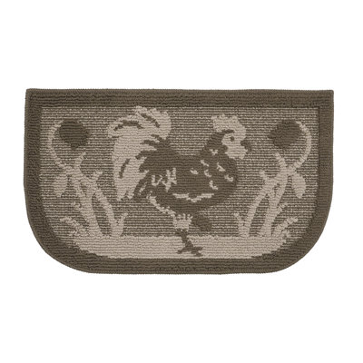 Derielle de luxe antidérapant avec envers en caoutchouc antidérapant doux et durable, tapis de tapis tissé durable, intérieur, jacquard, coq brun, demi-lune, 18 x 30 po