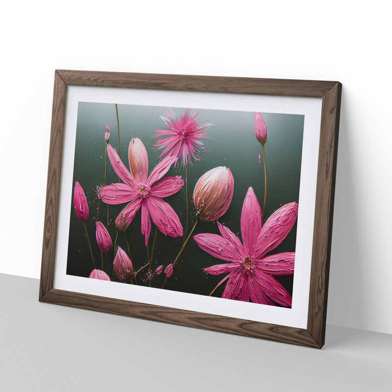 Captivating Wildflowers Floral - Framed Print, 25cm H x 34cm W x 2cm D, Walnut